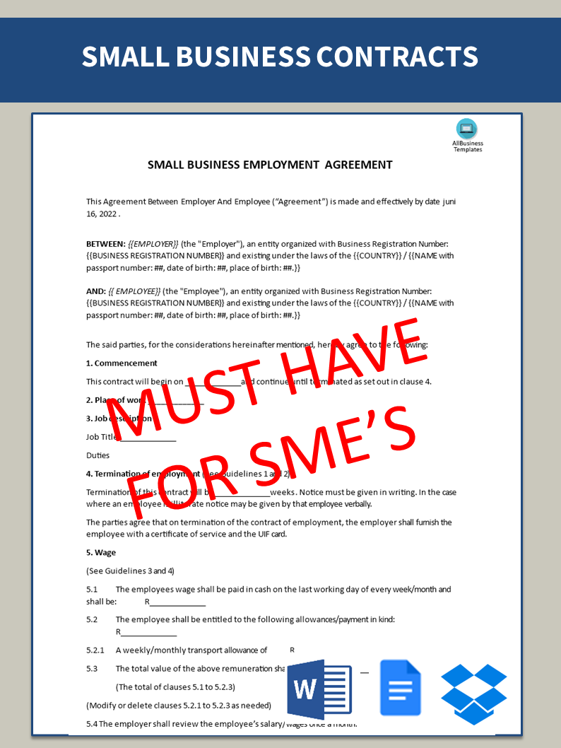 small business contract Hauptschablonenbild