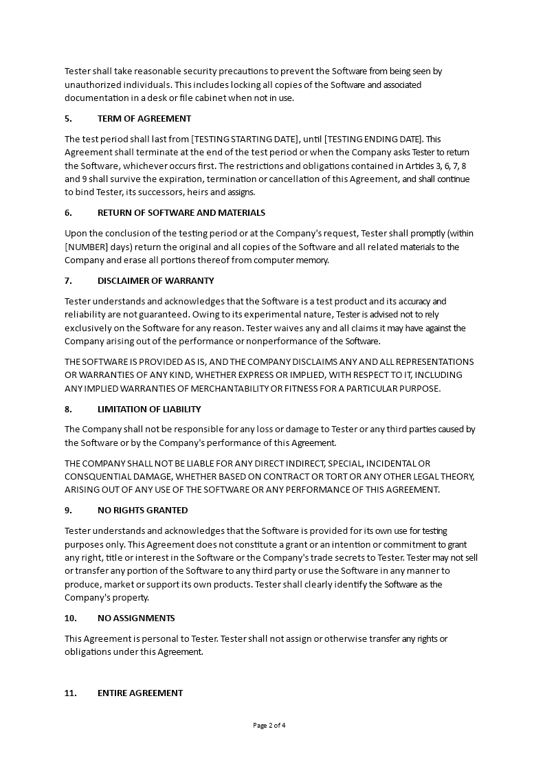 Non Disclosure Agreement For Beta Tester | Templates at ...