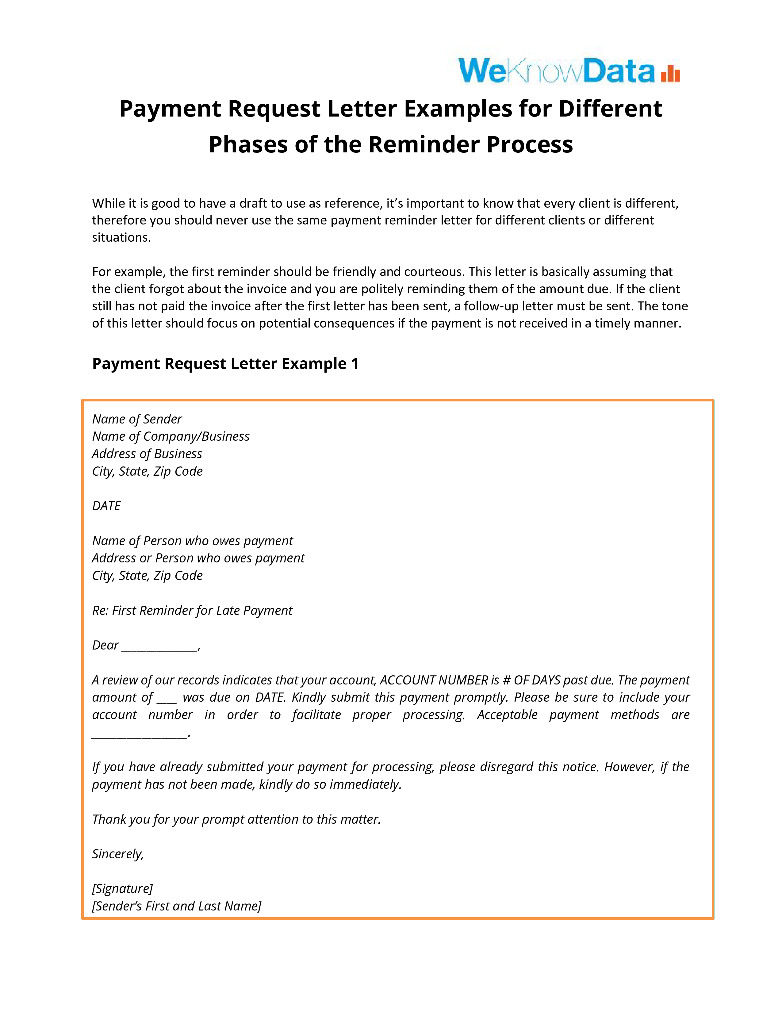 Payment Request Letter Format Templates at