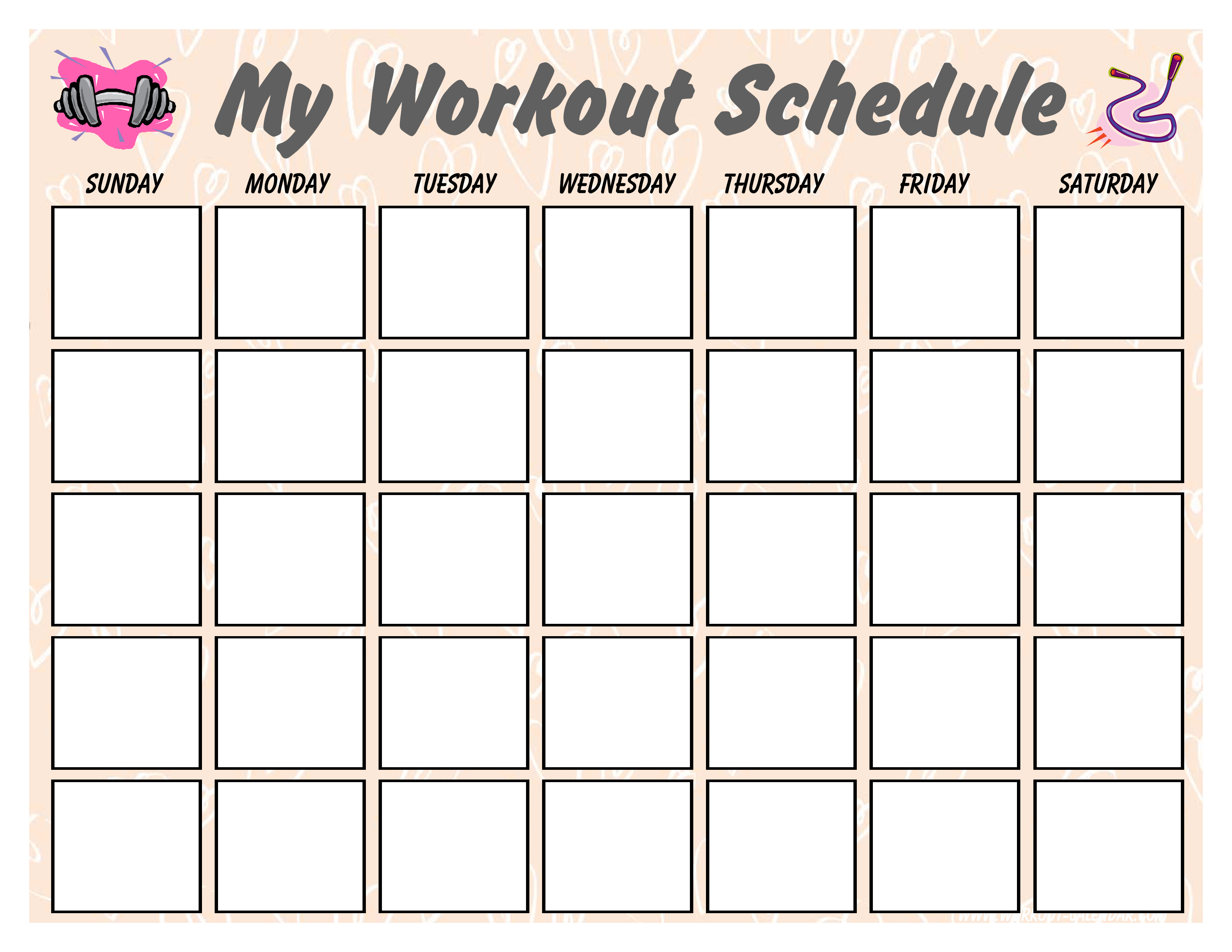 Blank Workout Schedule For Women Templates At Allbusinesstemplates
