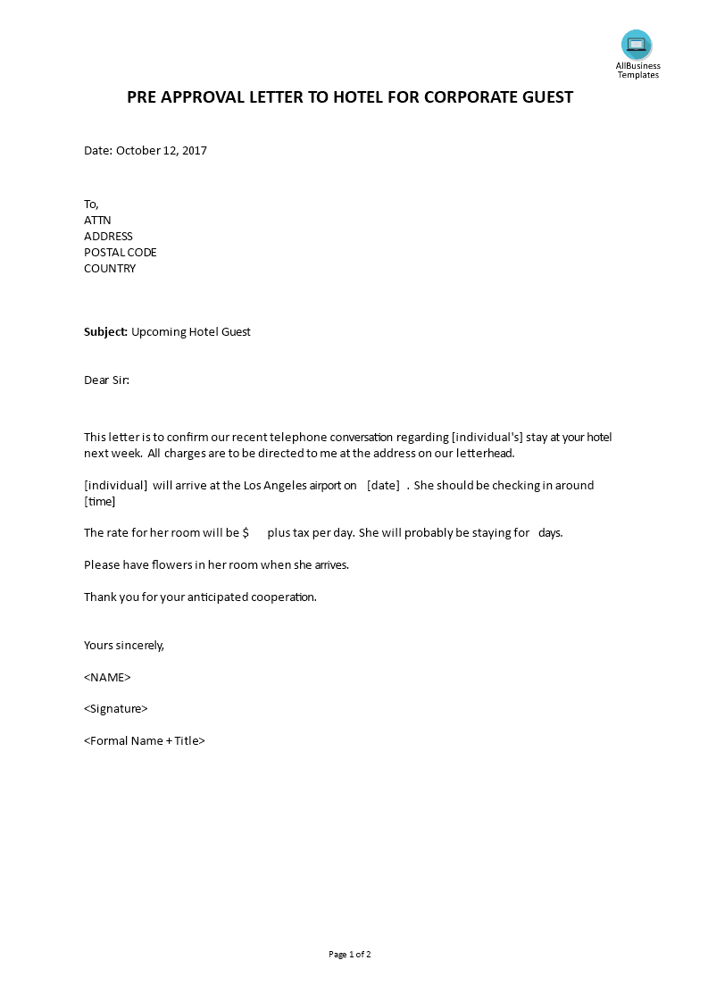 application letter for company accommodation