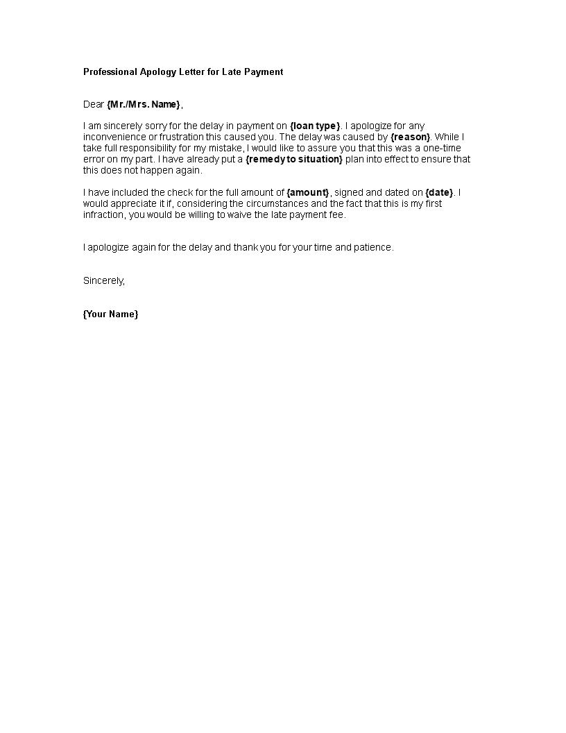 Professional Apology Letter For Late Payment Templates At 