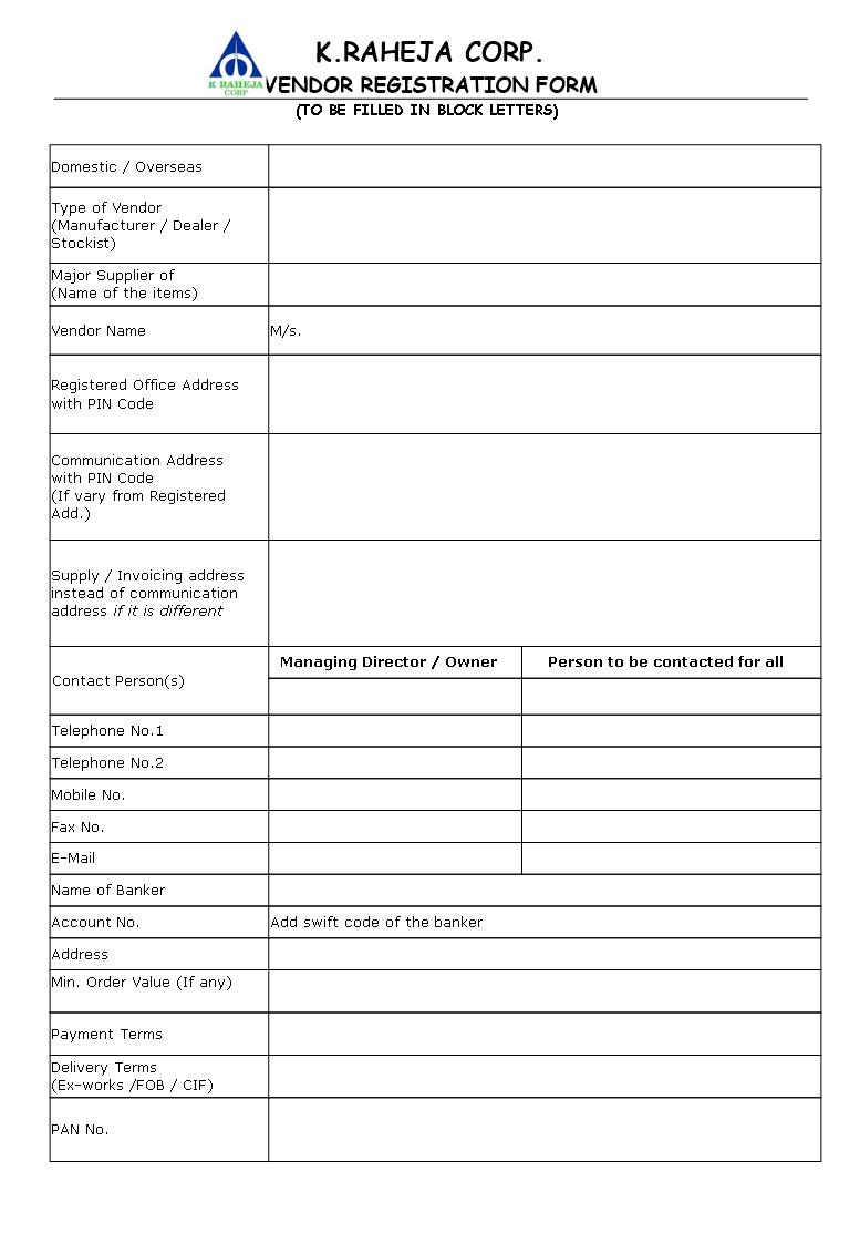 Registration Form Template Word Free