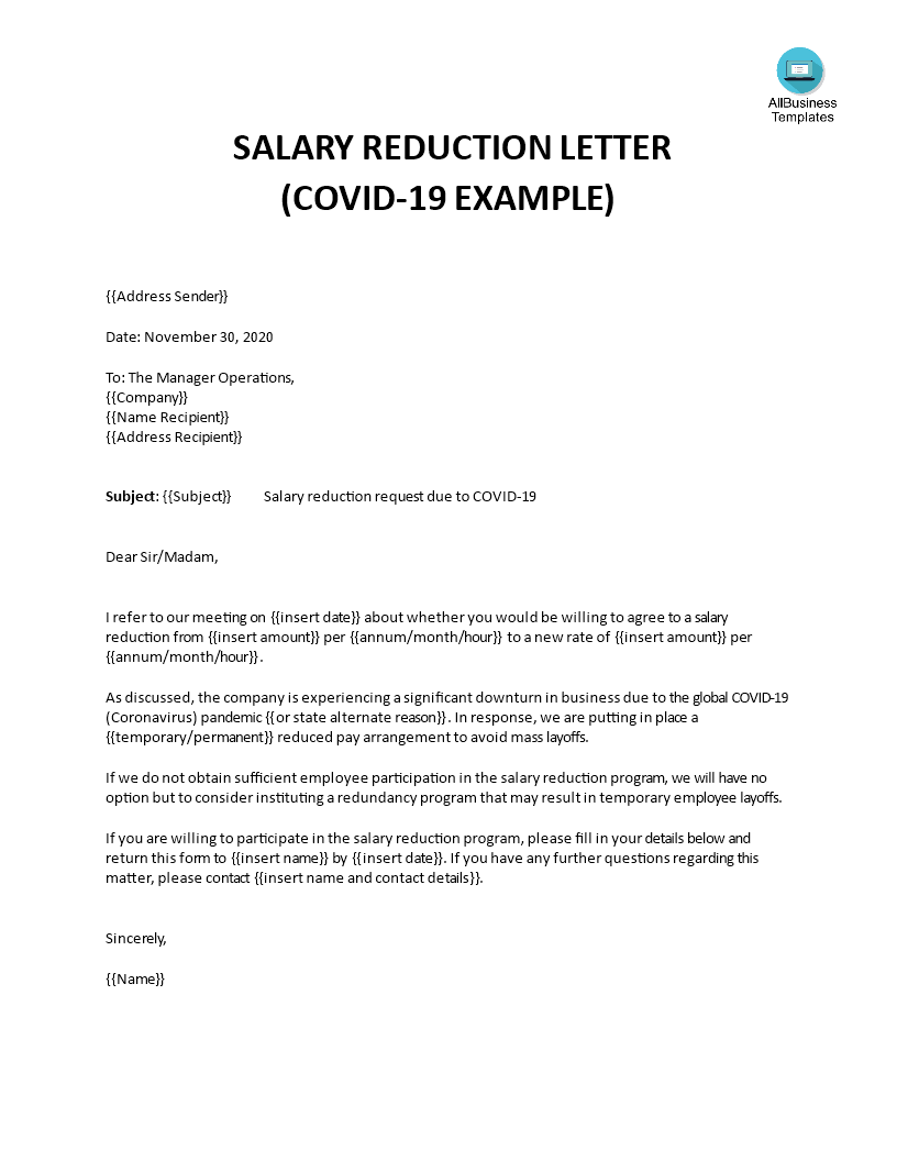 Gratis Salary Reduction Letter