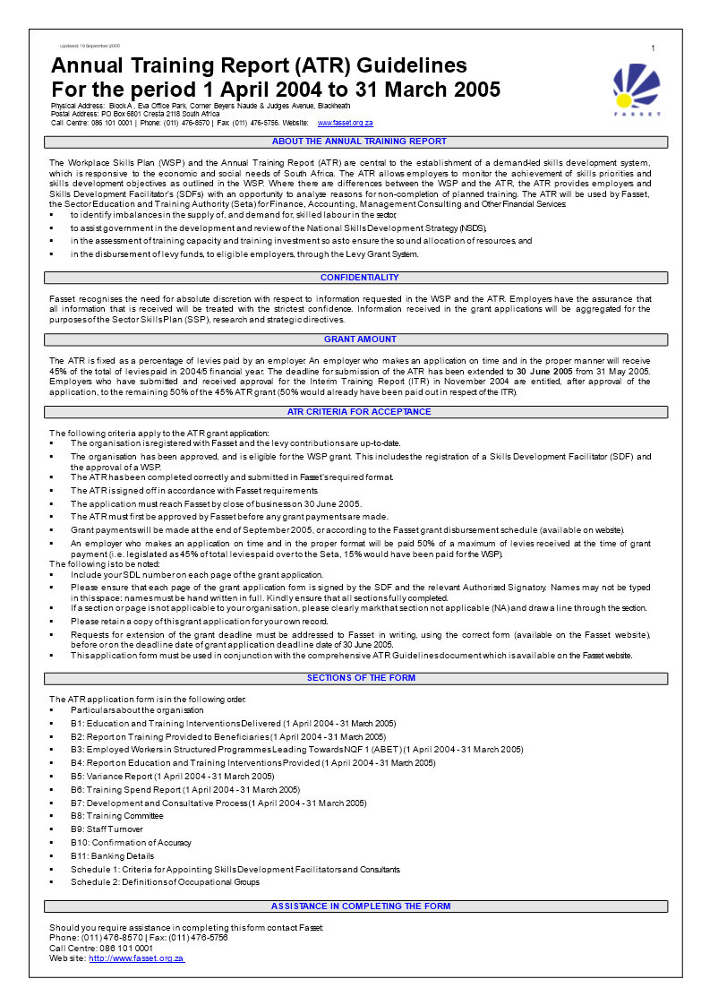 Training Report Template Format