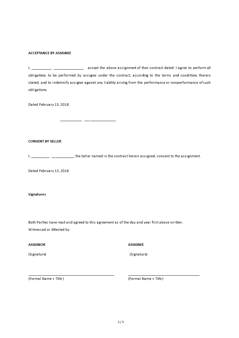 real estate assignment contract template