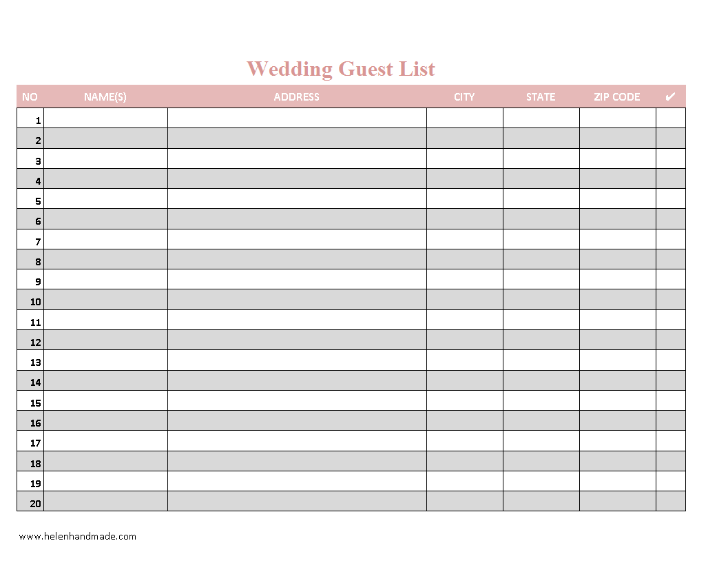 Wedding Guest List Excel Spreadsheet Template For Your Needs