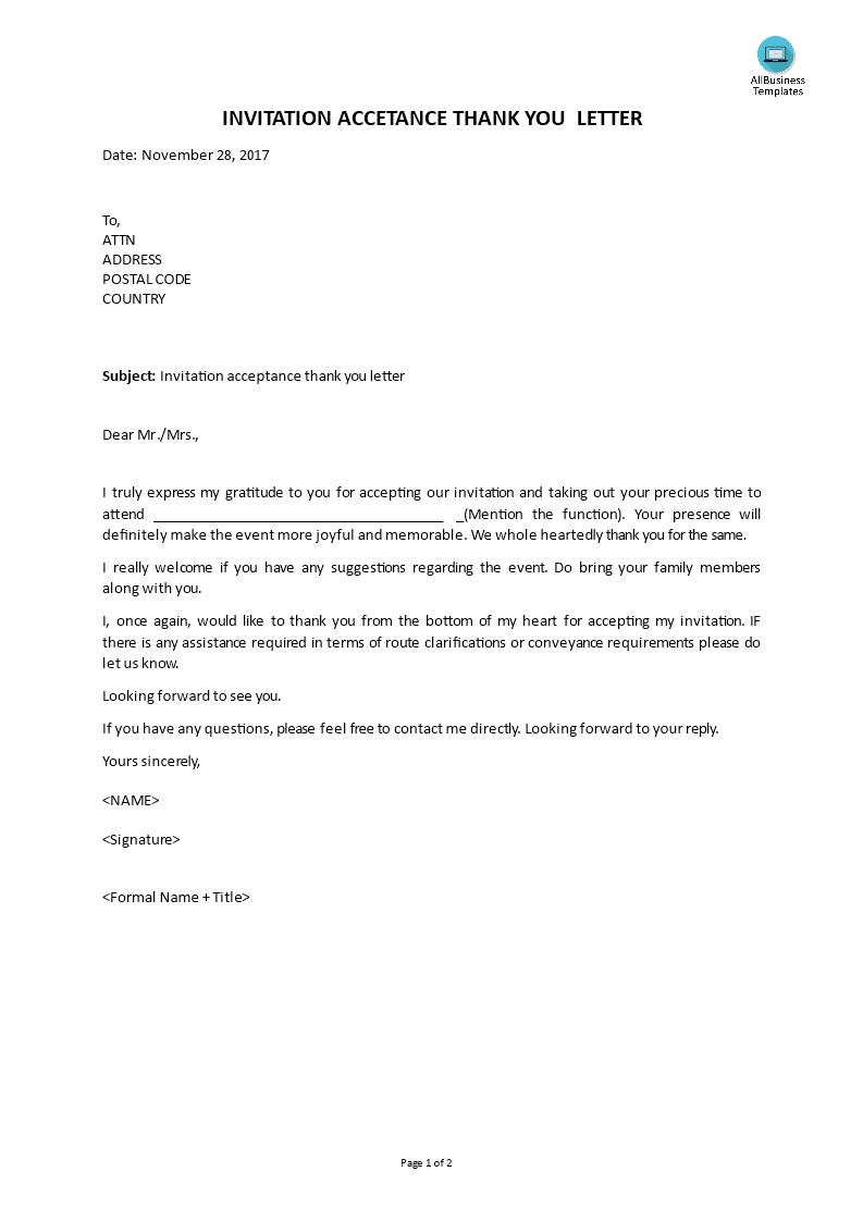 Letter Thank You Accepting Invitation - How to build great professional